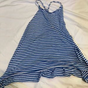 blue and white striped tank top